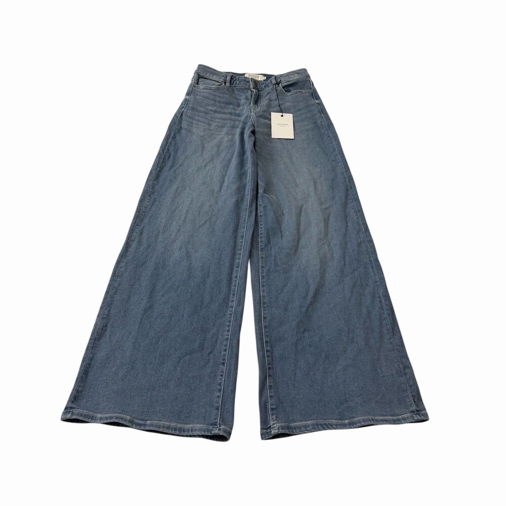Hidden Denim Jeans 27 Womens Blue Nori Mid Rise Super Wide Leg Boho Stretch NWT